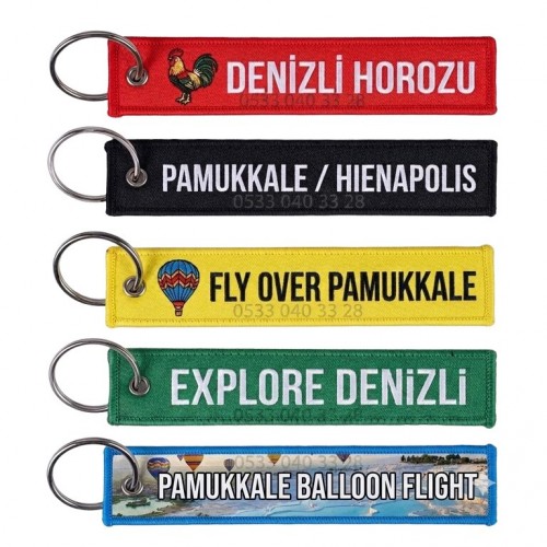 Denizli & Pamukkale Temalı Özel Baskılı Kumaş Anahtarlık – kumaşanahtarlık.com